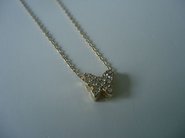 012BIJ - Corrente Borboleta Dourada com Strass