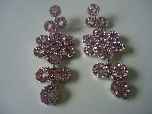 006BIJ - Brinco com Strass Rosa