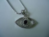 018BIJ - Corrente Olho Grego Prateado com Strass